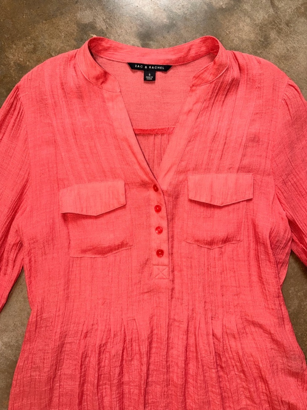 Zac & Rachel Coral Gauze Peasant Blouse Lightweight Top